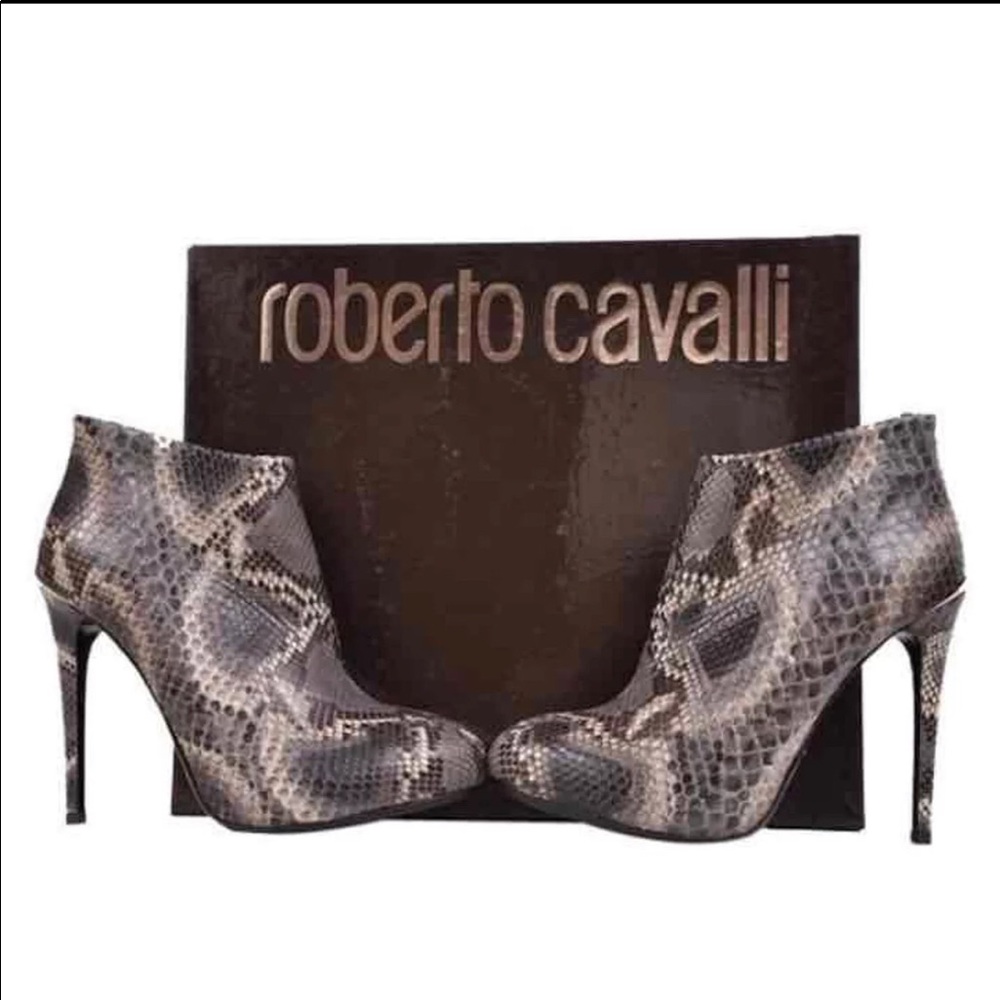 Roberto Cavalli Python leather ankle boots